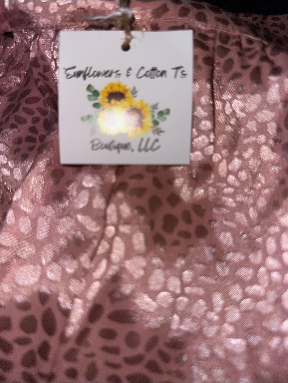 Sunflowers & Cotton Ts Boutique Pink Metallic Leopard-Print Women's Top